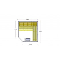 5 Person Traditional Corner Door Sauna - D3030 floor plan