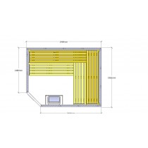 8 Person Traditional Corner Door Sauna - D3040 floor plan