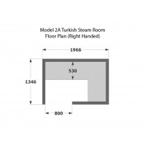 2 Person Home Turkish Steam Room Model 2A Floor Plan right hand bench