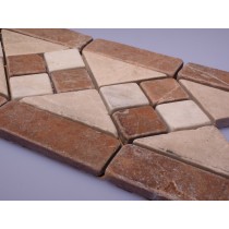 Red and travertine border tiles